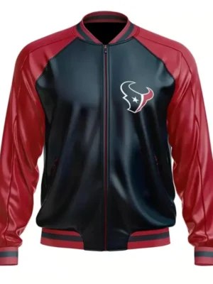 Houston Texans Faux Leather Varsity Zip Jacket
