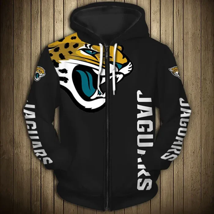 Jacksonville Jaguars Zip Up Black Hoodie