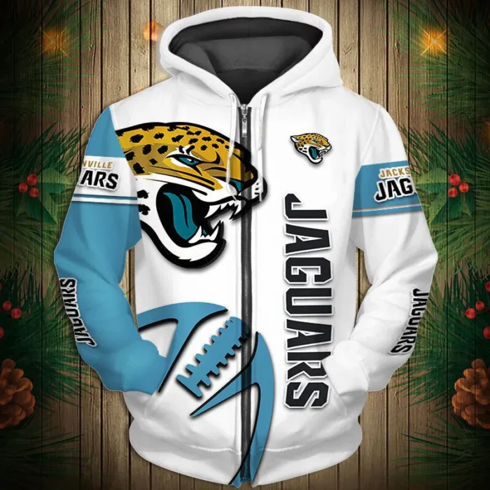 Jacksonville Jaguars Zip Up White Hoodie