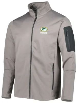 Jaeger Green Bay Packers Grey Zip Track Jacket
