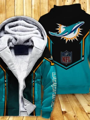 Jeffrey C Miami Dolphins Faux Fur Zip Hoodie