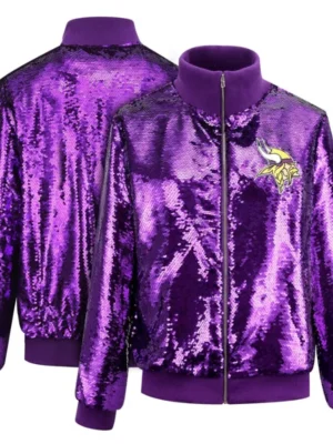 Kevin M Minnesota Vikings Sequins Purple Zip Jacket