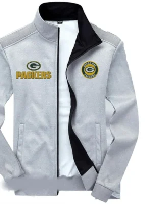 Macarthur Green Bay Packers Grey Bomber Zip Jacket
