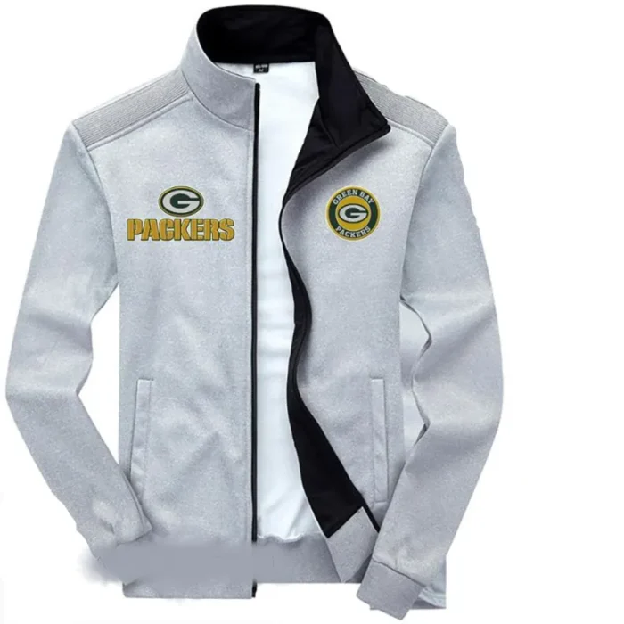 Macarthur Green Bay Packers Grey Bomber Zip Jacket