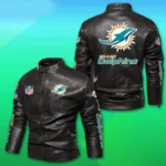 Miami Dolphins Leather Zip Jacket