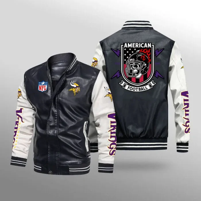 Minnesota Vikings Leather Bomber Jacket