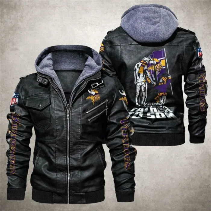 Minnesota Vikings Leather Hoodie Jacket