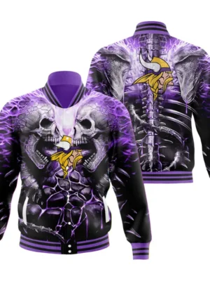 Minnesota Vikings Varsity Jacket Skull