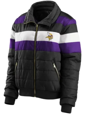 Nesbitt Minnesota Vikings Black Zip Puffer Jacket