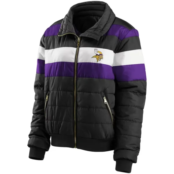 Nesbitt Minnesota Vikings Black Zip Puffer Jacket