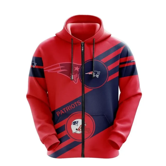 New England Patriots Zip Up Red Hoodie