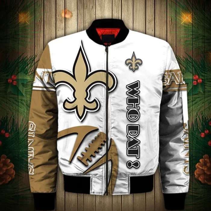 New Orleans Saints Bomber White Jacket