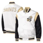 New Orleans Saints Satin Jacket White