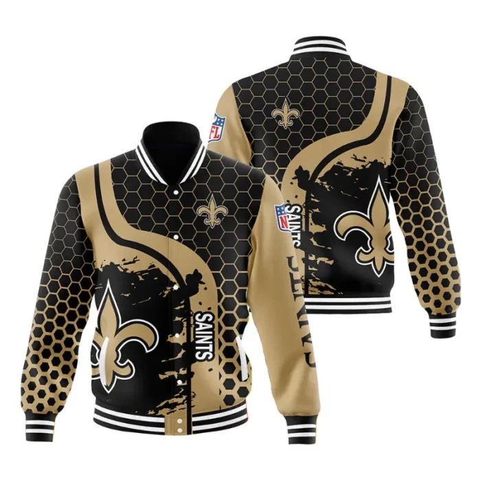 New Orleans Saints Varsity Jacket Printed