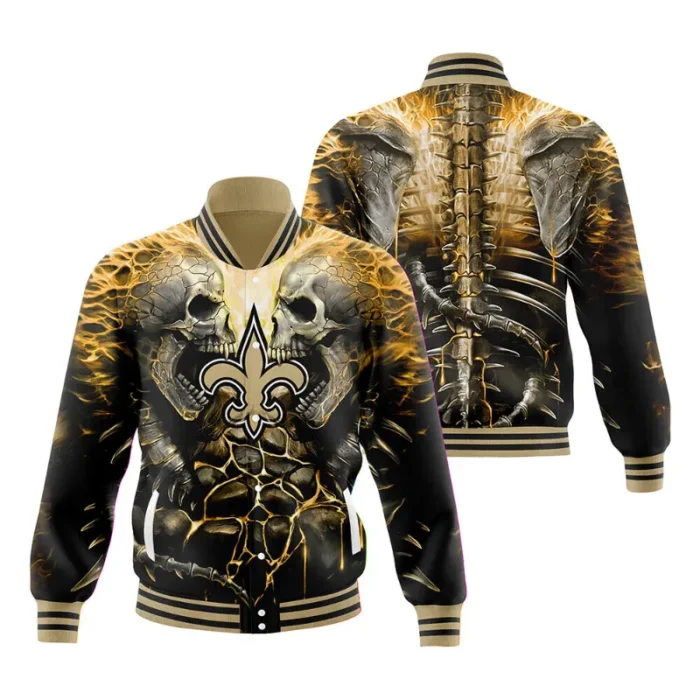 New Orleans Saints Varsity Jacket Skull