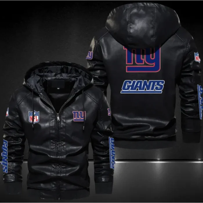 New York Giants Leather Hoodie Jacket