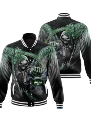 New York Jets Varsity Jacket Skull