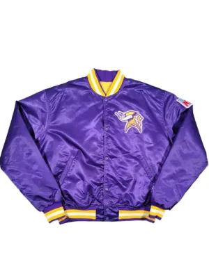 Norris Minnesota Vikings 90s Vintage Purple Satin Bomber Jacket