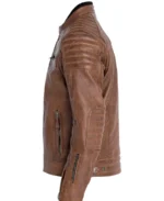 Perforated Brown Leather Motorcycle Jacket Sale