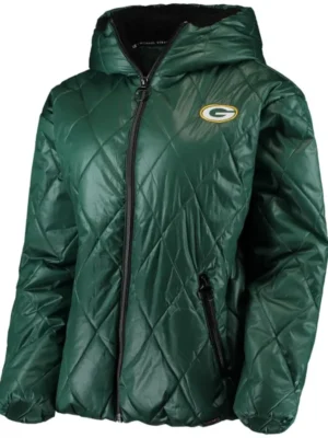 Rainey Green Bay Packers Puffer Green Quilted Hoodie Jacket