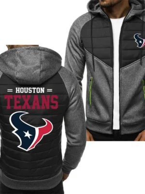 Robert T Houston Texans Grey Fleece Zip Hoodie