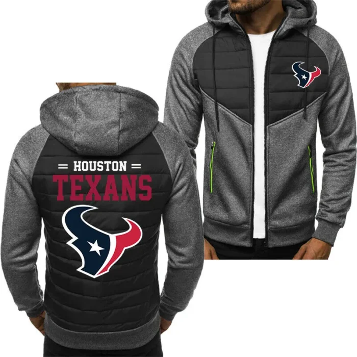 Robert T Houston Texans Grey Fleece Zip Hoodie