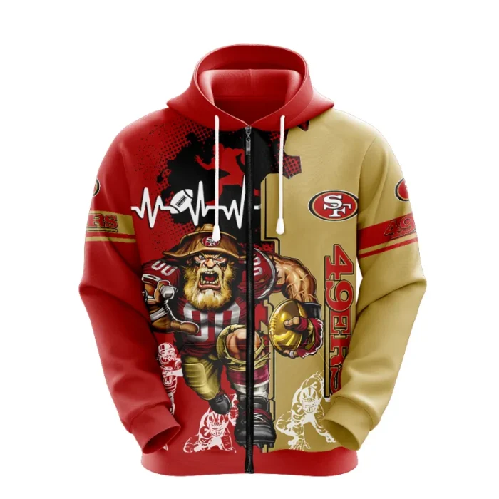 San Francisco 49ers Zip Up Print Hoodie