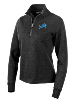 Scott O Detroit Lions Black Half-Zip Jacket