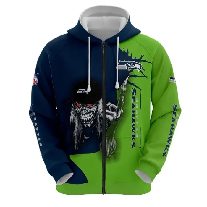 Seahawks Zip Up Color Hoodie