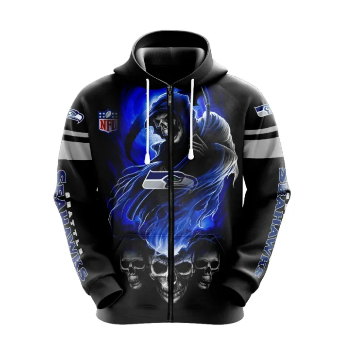 Seahawks Zip Up Print Hoodie