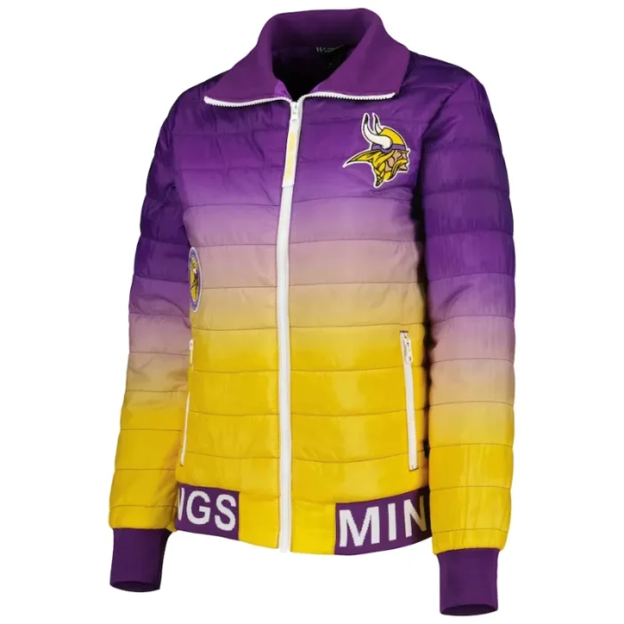 Steven D Minnesota Vikings Purple and Yellow Zip Puffer Jacket