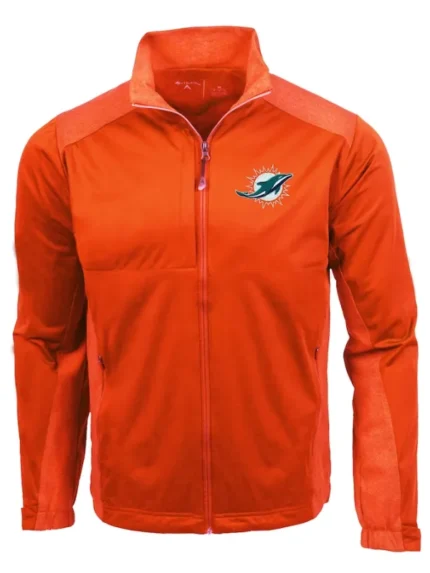 Travis M Miami Dolphins Orange Zip Track Jacket