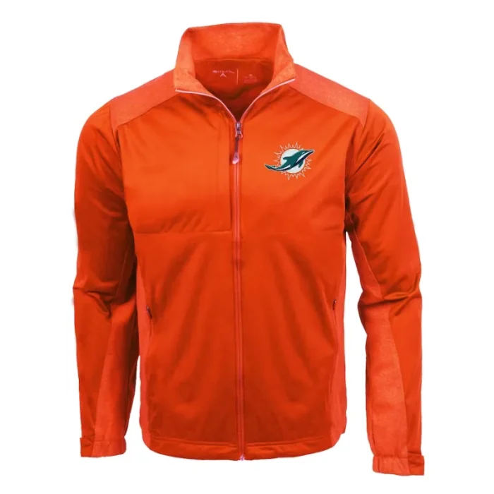 Travis M Miami Dolphins Orange Zip Track Jacket