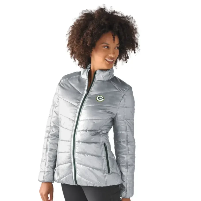 Weston A Green Bay Packers Women Puffer Silver Jacket