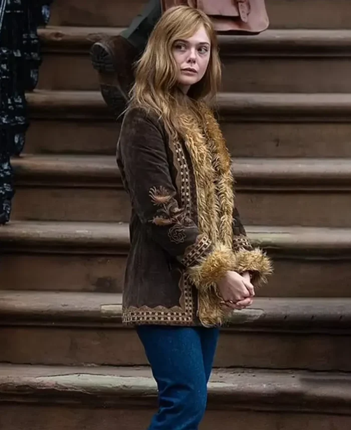 A Complete Unknown Elle Fanning Fur Jacket side