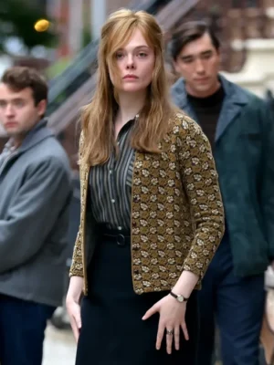 A Complete Unknown Elle Fanning Printed Cardigan Top front