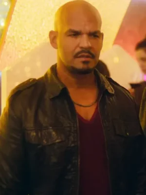 Amaury Nolasco Land Of Women 2024 Black Leather Jacket shot pose