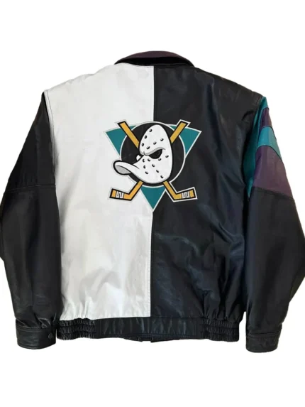 Anaheim Ducks Multi Color Leather Jacket back