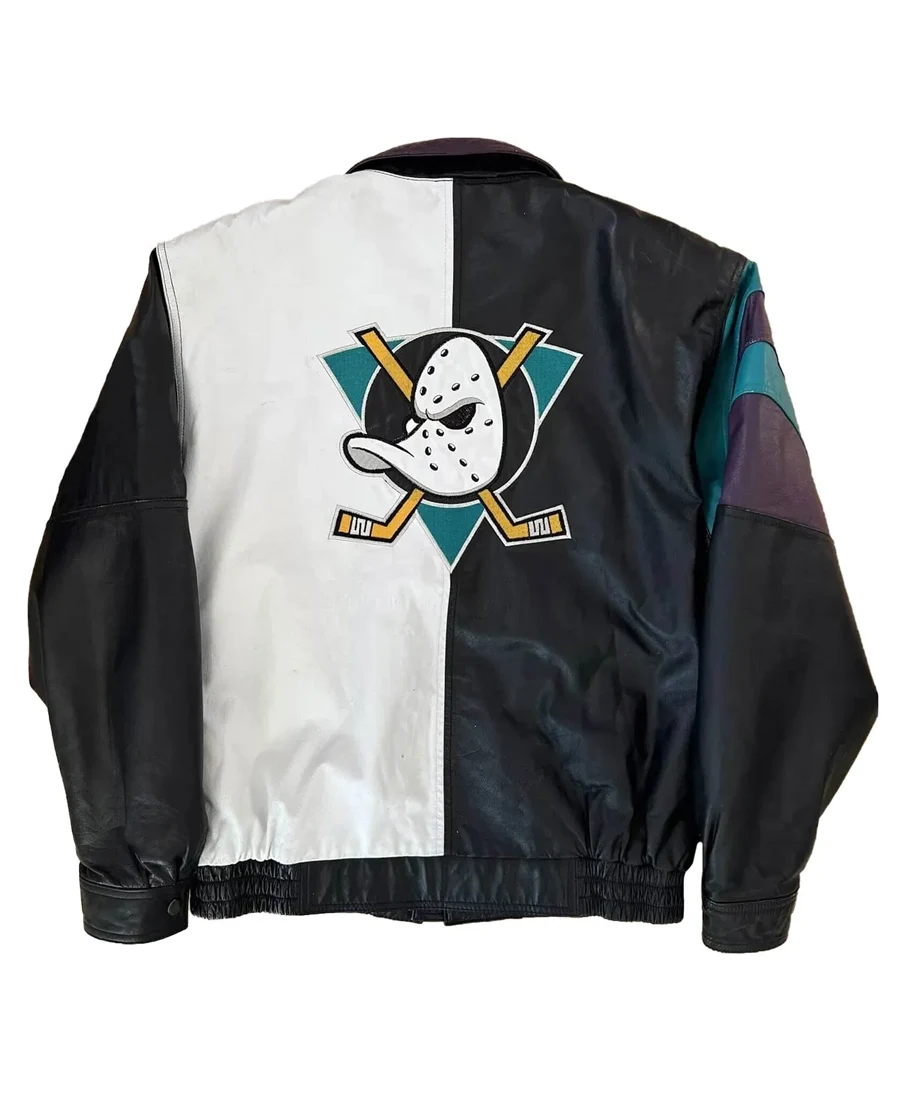 Anaheim Ducks Multi Color Leather Jacket back