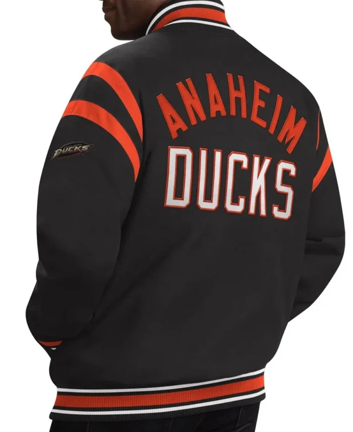 Anaheim Ducks Tailback Black Varsity Jacket back