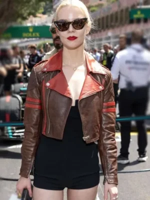 Anya Taylor Joy F1 GP Monaco Leather Jacket front