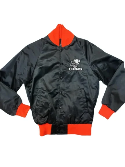BC Lions Bomber Black Satin Jacket