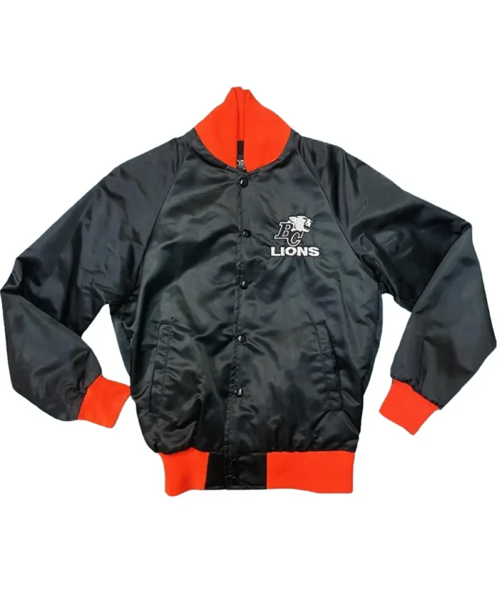 BC Lions Bomber Black Satin Jacket