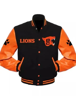 BC Lions Varsity Black and Orange Jacket front