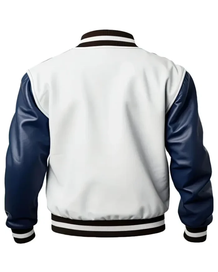 Blue White Men’s Genuine Sheepskin jacket back