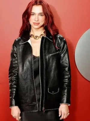Dua Lipa GQ Men of the Year Awards Leather Jacket front