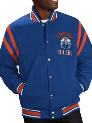 Edmonton Oilers Tailback Blue Varsity Jacket front