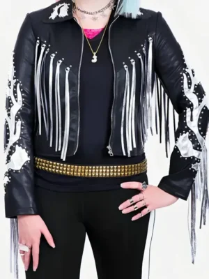Harley Quinn Birds Of Prey Fringe Leather Jacket front