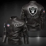 Las Vegas Raiders Leather Moto Jacket