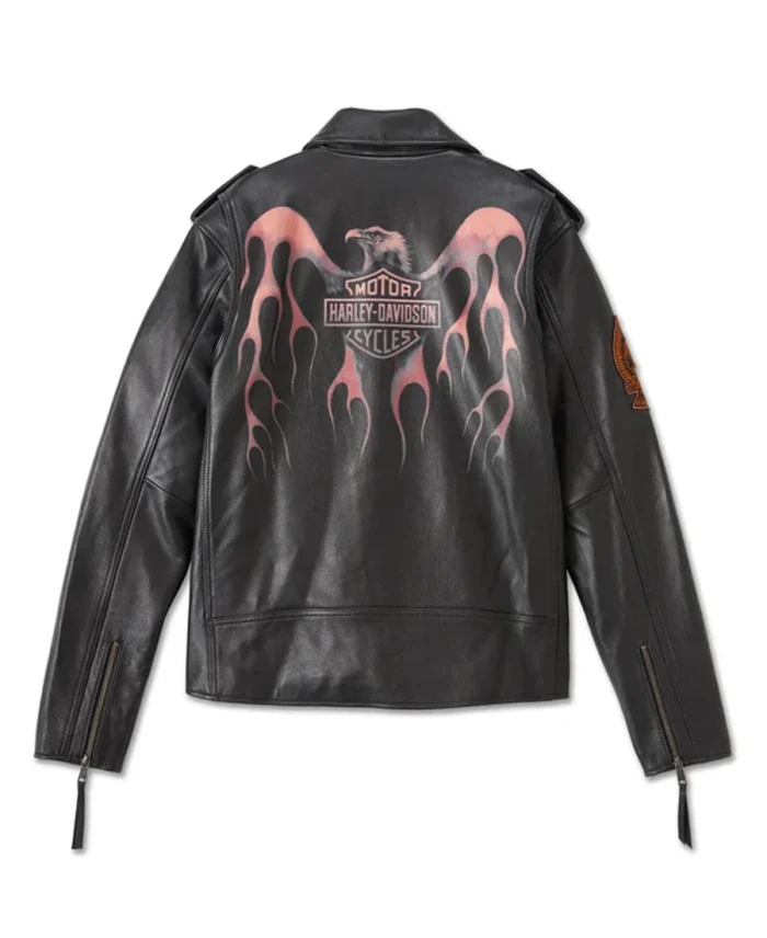 Men's Burning Eagle Leather Jacket back